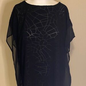 Easy Wear by Chico's Black Sheer Blouse lightweight Sz 1